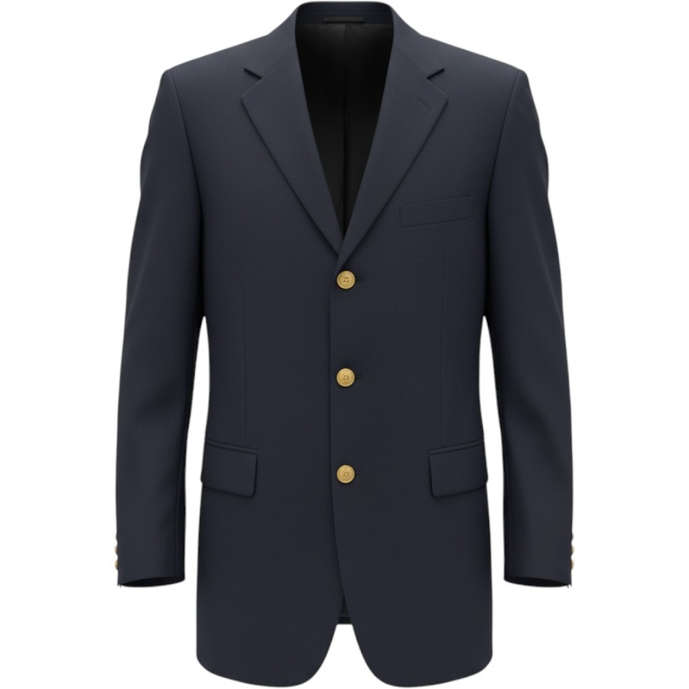 Brooks Brothers 346 Mens Navy Blue Worsted Wool 3-Button Blazer Gold Buttons 43L